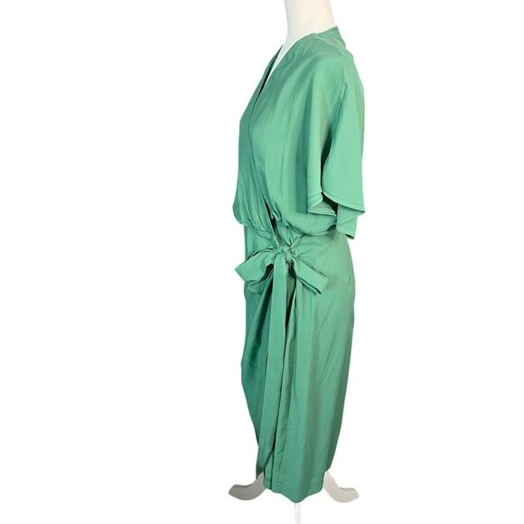 Ann Taylor Woman’s Petite Green Tie Waist Wrap Midi Dress- Size 8P - Picture 4 of 11